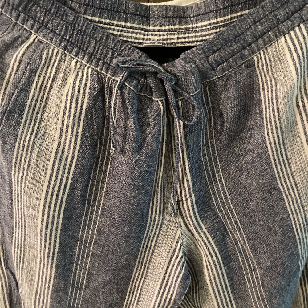 Navy and White striped long pants